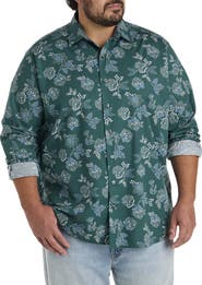 Synrgy by DXL Big & Tall Rolled-Sleeve Floral Print Sport Shirt