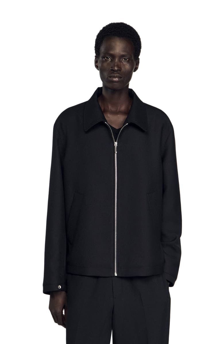 SANDRO Zip-up jacket, Alternate, color, Black