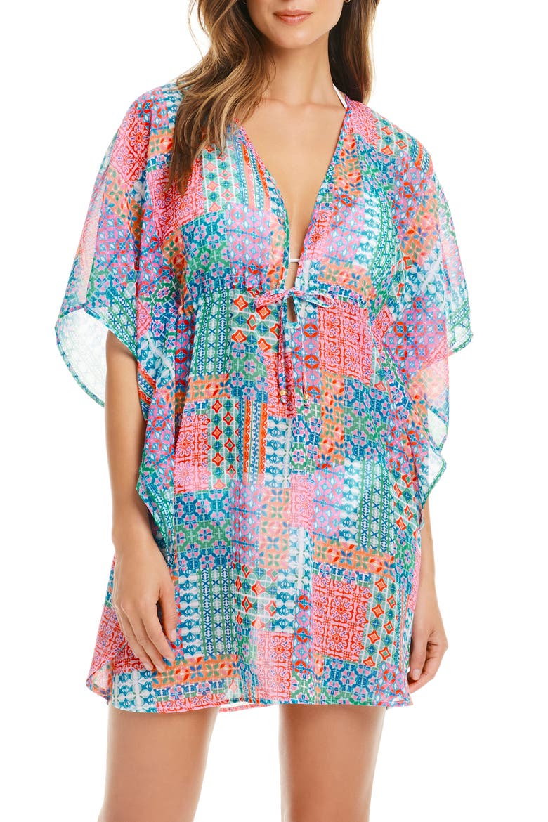Ibiza Bohemia Chiffon Cover-Up Caftan, Main, color, MULTI