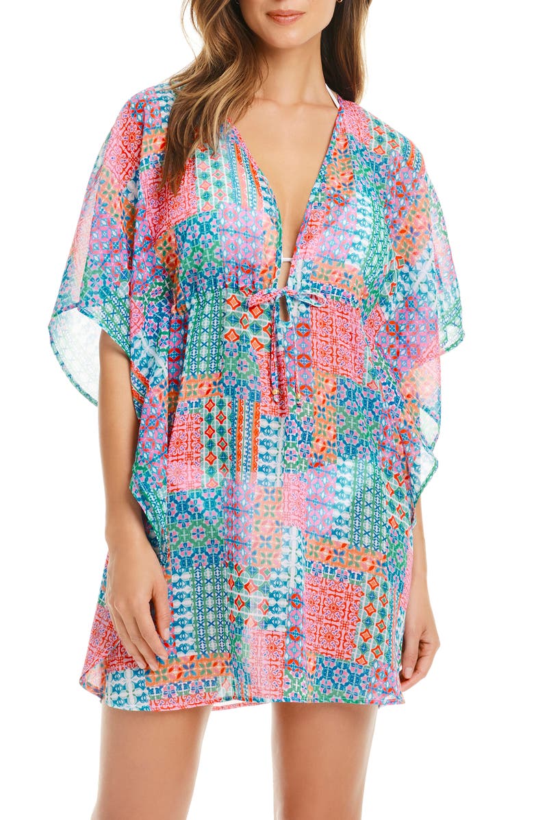 BLEU by Rod Beattie Ibiza Bohemia Chiffon Cover-Up Caftan, Main, color, Multi