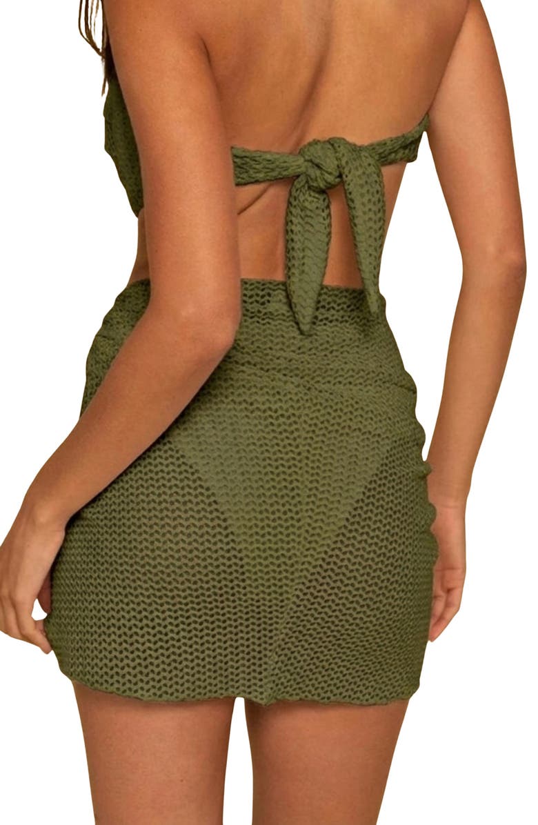 MONTCE Olive Sheer Cover-Up Sarong, Alternate, color, Olive Crochet