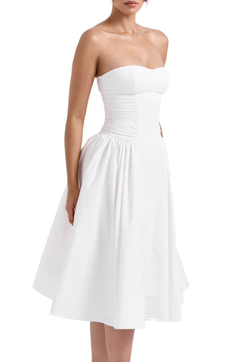 HOUSE OF CB Georgiana Strapless Stretch Cotton Fit & Flare Dress, Alternate, color, 