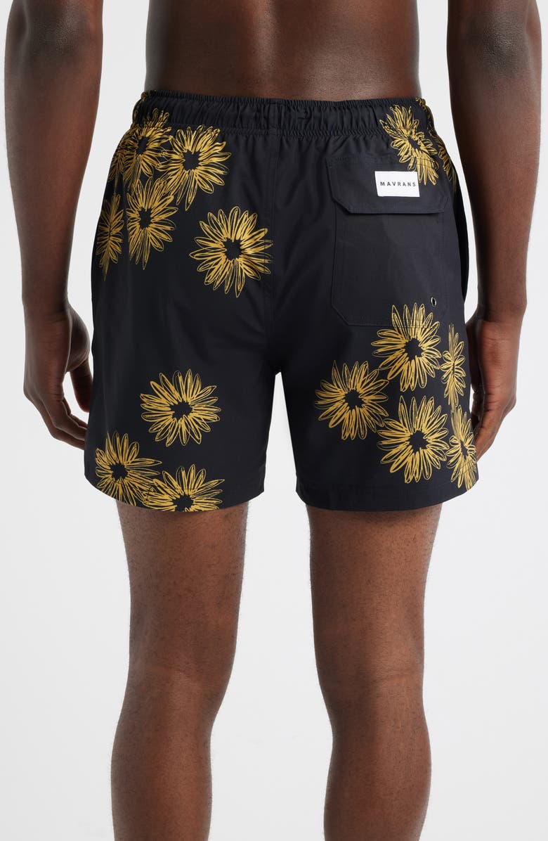 MAVRANS Sunflower Swim Trunks, Alternate, color, Black