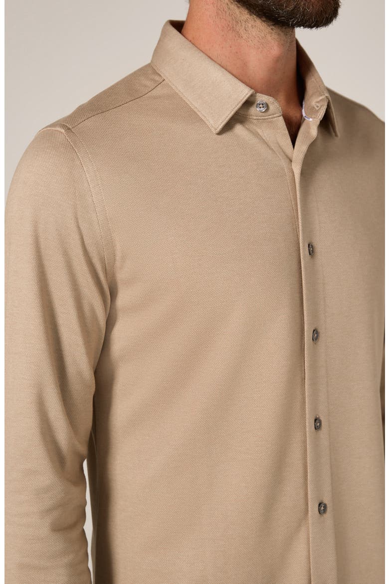 Bowery Texture Knit Button-Up Shirt, Alternate, color, TAN