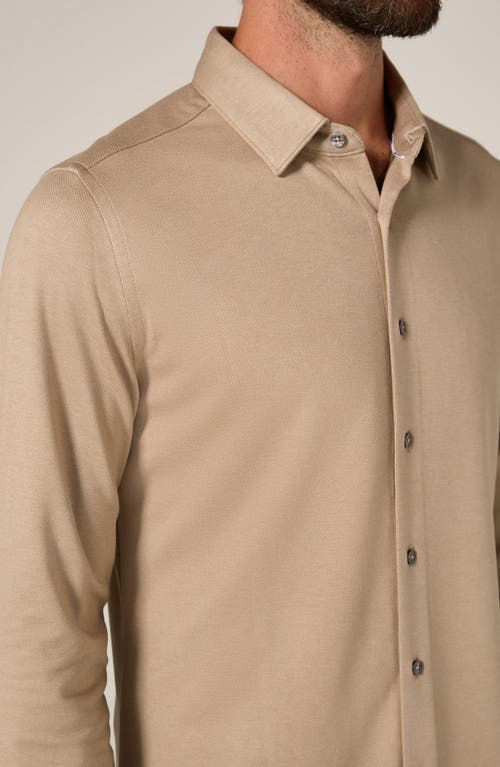 7 Diamonds Bowery Texture Knit Button-up Shirt In Brown