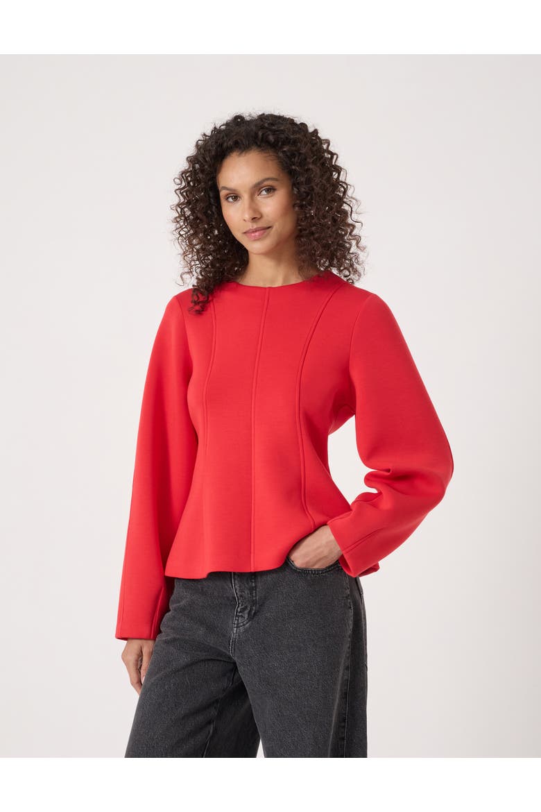 Seam Detail Smart Jersey Top, Main, color, Bright Red