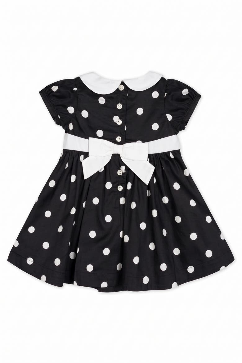 Baby Organic Peter Pan Collar Party Dress, Alternate, color, Black Polka Dot