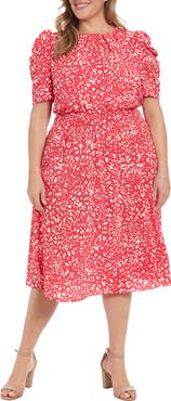 London Times Elbow Length Sleeve Midi Dress