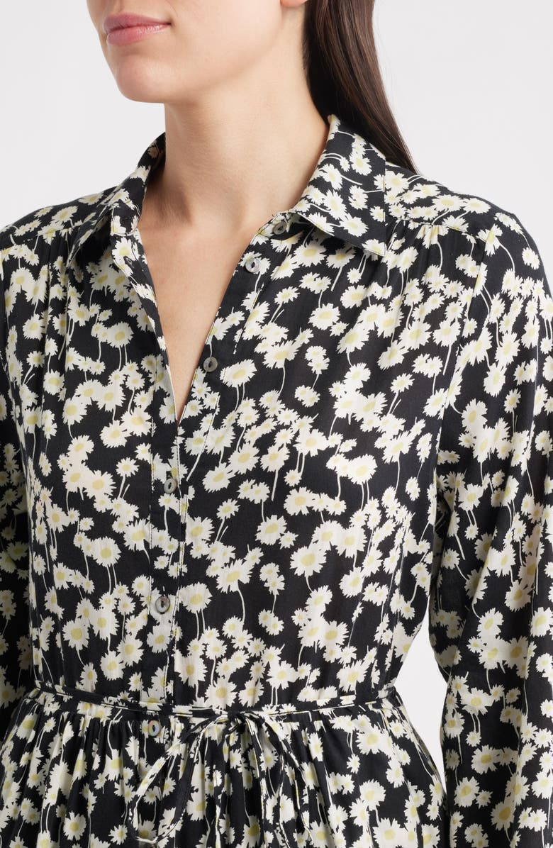 Nation LTD Sabreena Print Tie Waist Long Sleeve Organic Cotton Shirtdress, Alternate, color, Hazy Daisy