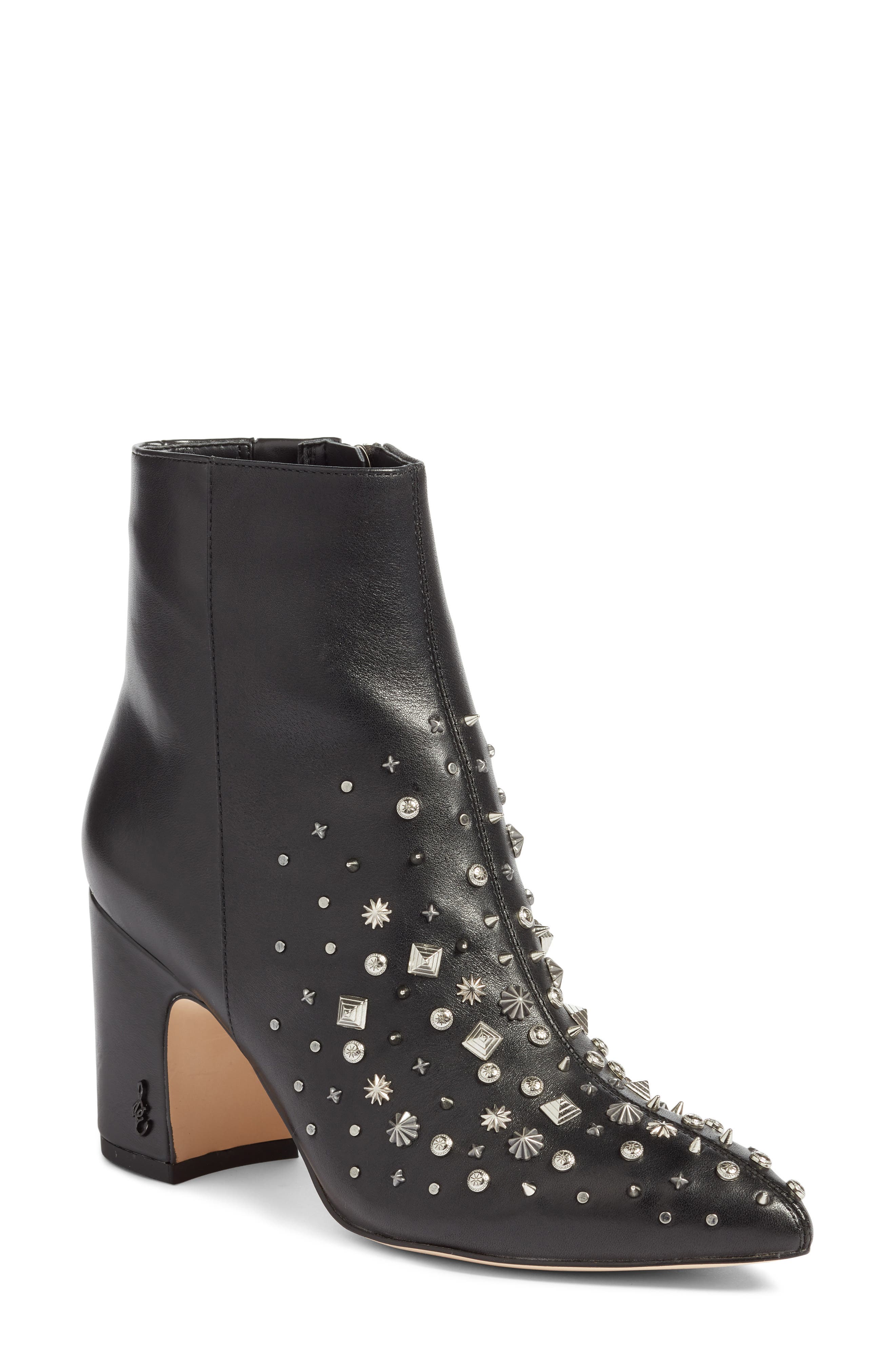 Hal Studded Bootie, Main, color, BLACK LEATHER