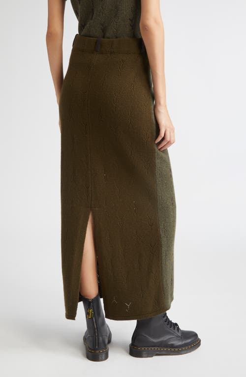 Yanyan Daisy Colorblock Lambswool A-line Maxi Skirt In Green