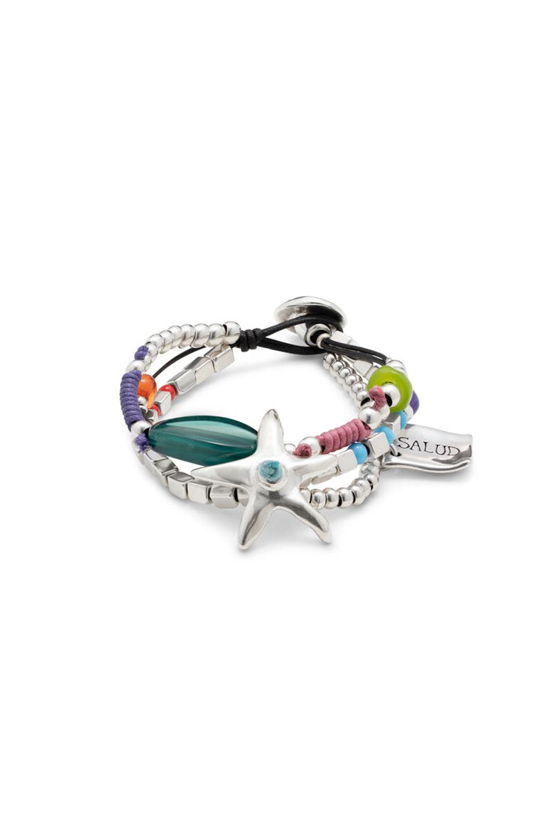Silver-Plated Beaded Bracelet with Beads and a Star, Main, color, Silver