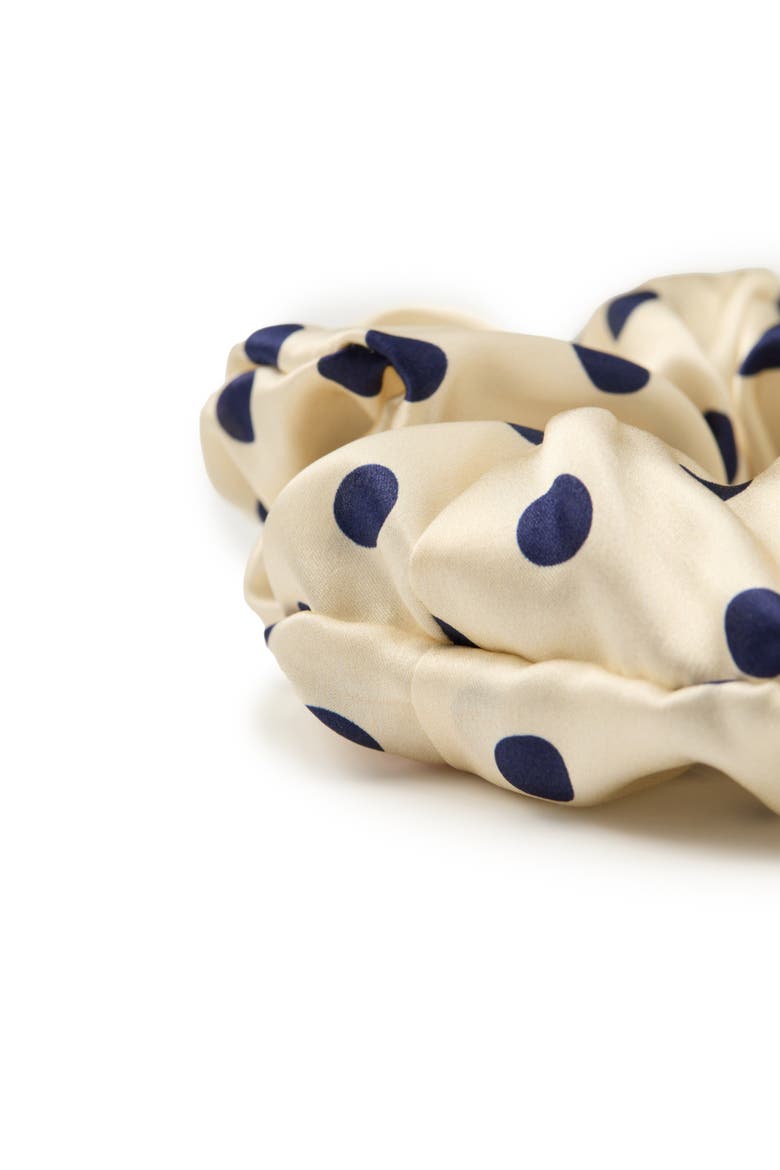 Petit Dot Silk Scrunchie, Alternate, color, White
