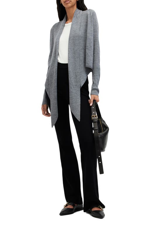 Allsaints Wasson Pirate Wrap Merino Wool Cardigan In Gray