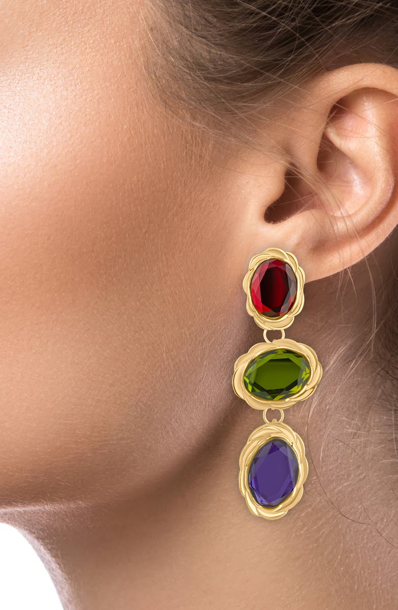 JARDIN Oval Crystal Drop Earrings, Alternate, color, Multi/ Gold