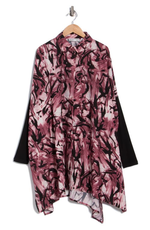 Patrizia Luca Oversize Long Sleeve Mixed Media Button-up Shirt In Multi