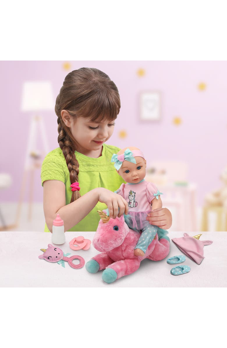 Little Darlings 15" Hop On Baby Set Unicorn, Alternate, color, Multicolored