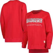PRESSBOX Women's Pressbox Red Wisconsin Badgers Steamboat Animal Print Raglan Pullover Sweatshirt