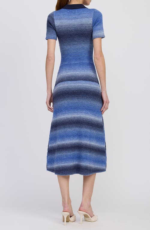 En Saison Ora Knit Midi Dress In Navy Light Blue In Blue