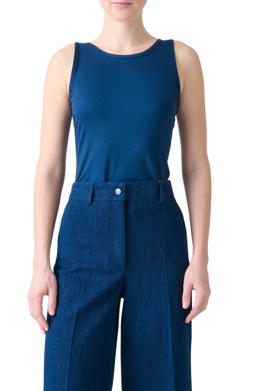 Akris Punto Dot Detail Sleeveless Stretch Modal Top In Blue