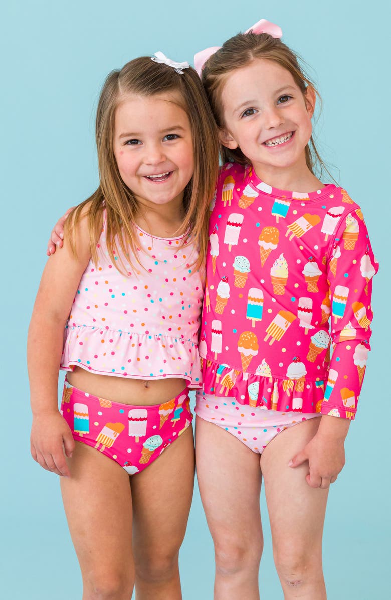 RuffleButts Kids' Sweet Scoops Reversible Two-Piece Swimsuit, Alternate, color, Pink