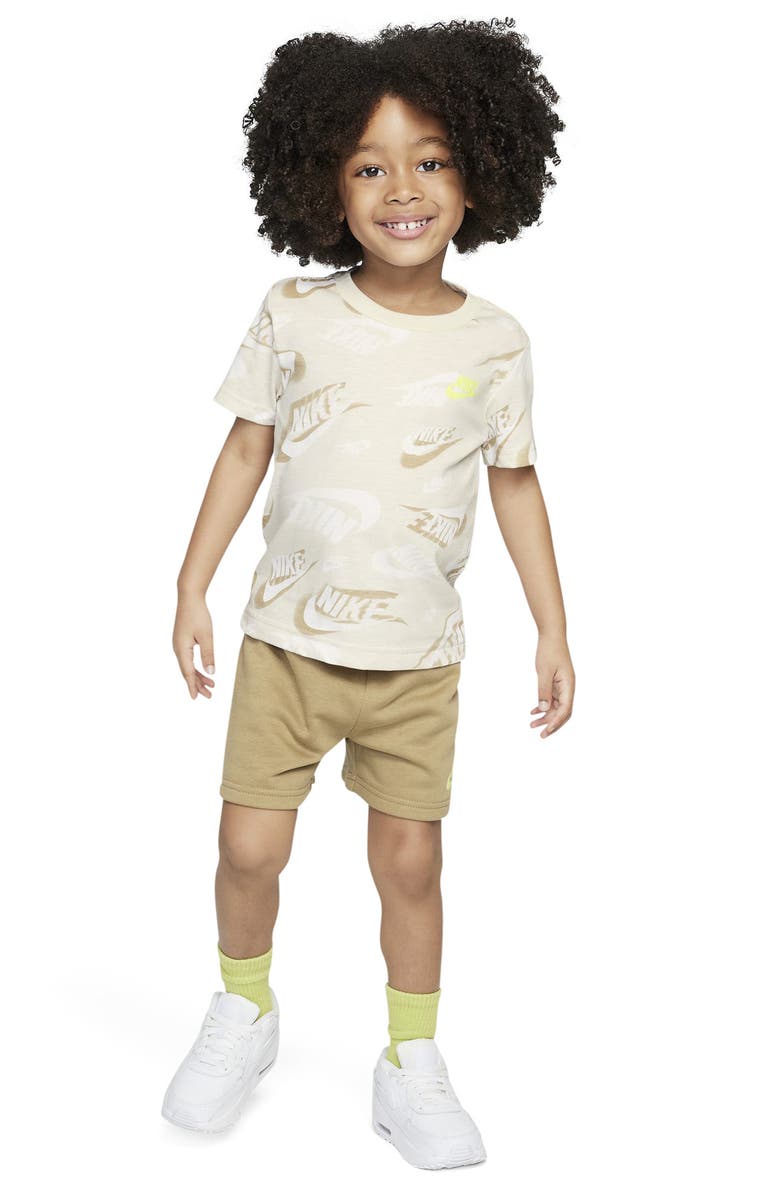 Nike Kids' On the Move Graphic T-Shirt & French Terry Shorts Set, Alternate, color, Parachute Beige