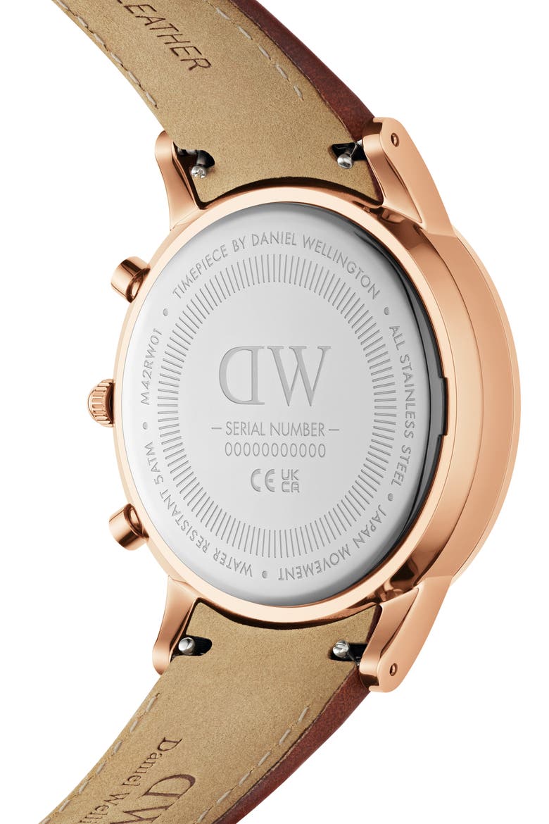 Iconic St. Mawes Chronograph Leather Strap Watch, 42mm, Alternate, color, ROSE_GOLD