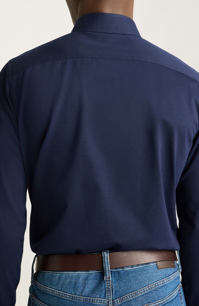 Bonobos Tech Navy Performance Cotton Blend Piqué Button-Up Shirt, Alternate, color,