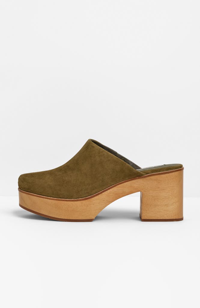 Curran Platform Clog, Alternate, color, Olive