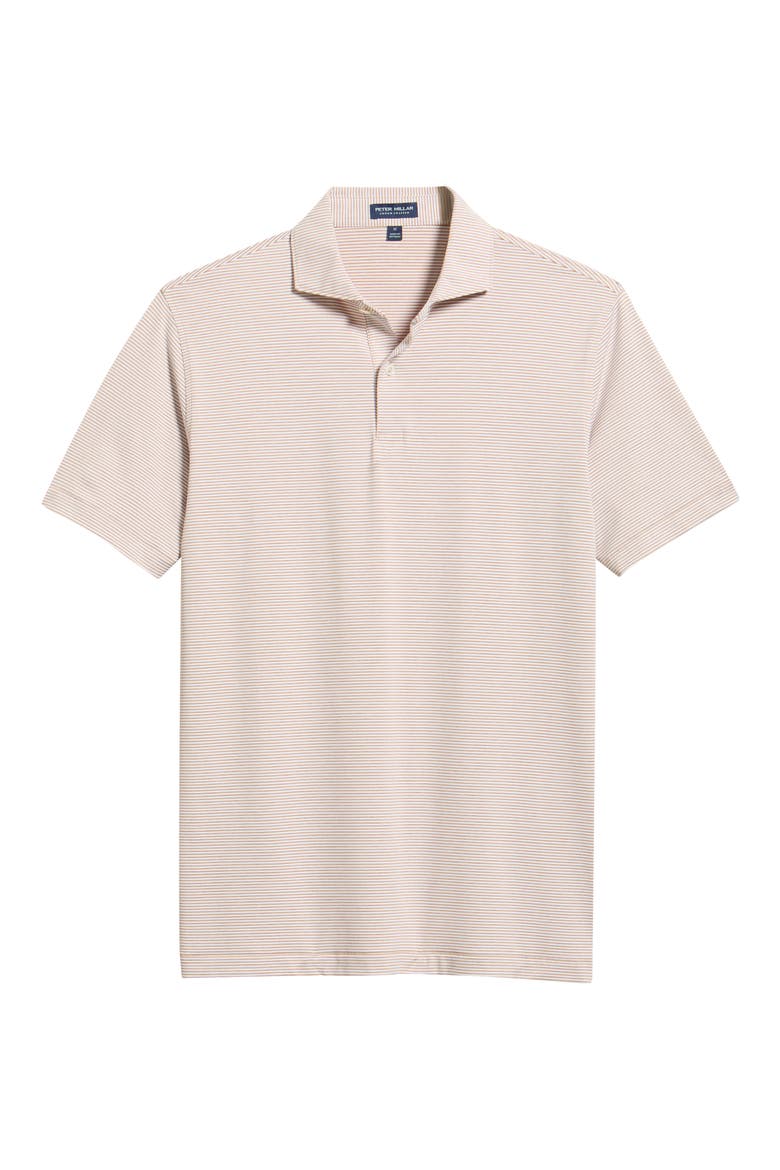 Cadenza Pinstripe Crown Crafted Performance Jersey Golf Polo, Alternate, color, LIGHT NUTMEG