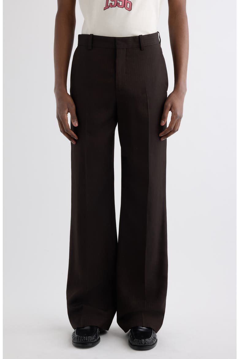 Palvin Fluid Herringbone Wide Leg Trousers, Main, color, CHOCOLATE BROWN