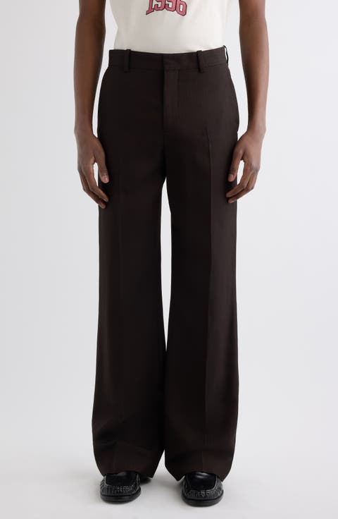 Palvin Fluid Herringbone Wide Leg Trousers