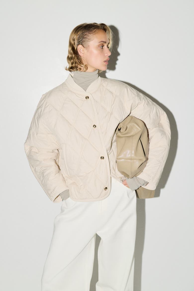 Quilted Jacket, Alternate, color, Light beige