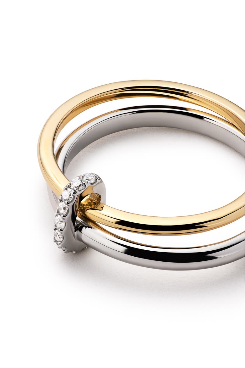 Solid Yellow Gold - Two Tone Diamond Link Ring, Alternate, color, Two-Tone