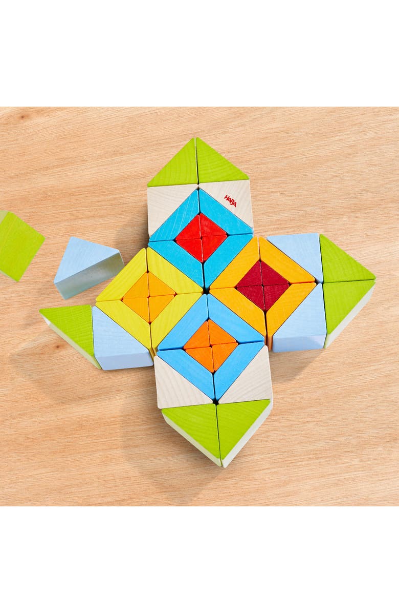 HABA Wooden Mosaic 3D Arranging Game - Colorful Building Blocks & Geometric Puzzle for Toddlers, Montessori Toys for 3+ Year Old, STEM Learning Toy, Alternate, color, Multi