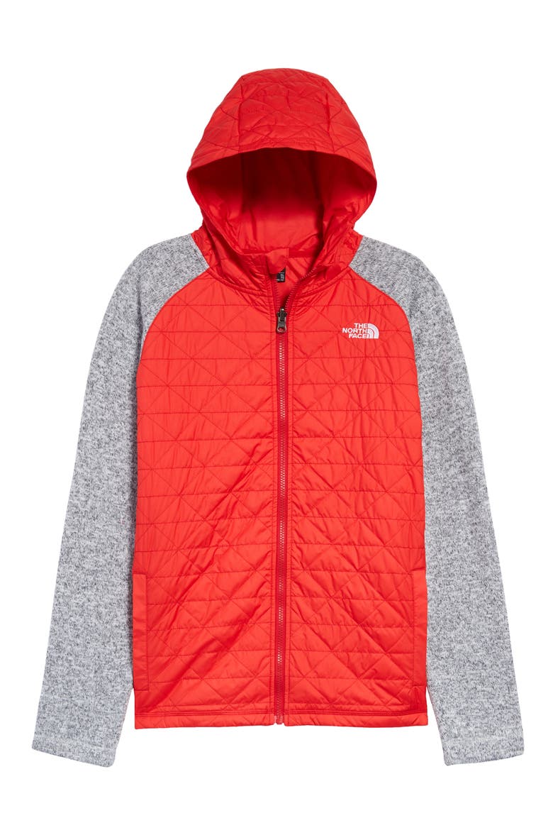 Kids' Quilted Sweater Fleece Hoodie, Main, color, RAGE RED