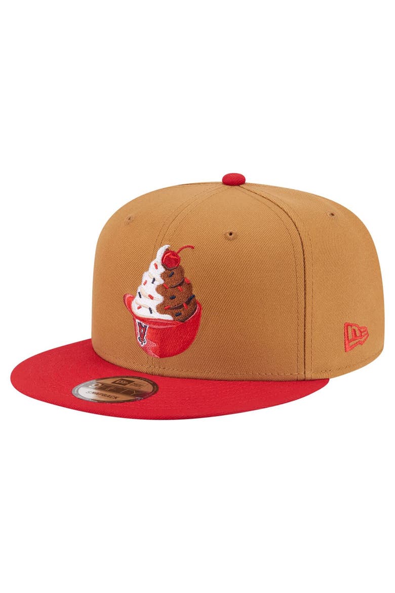 Men's New Era Khaki/Red Los Angeles Angels Ice Cream 9FIFTY Snapback Hat, Alternate, color, Khaki