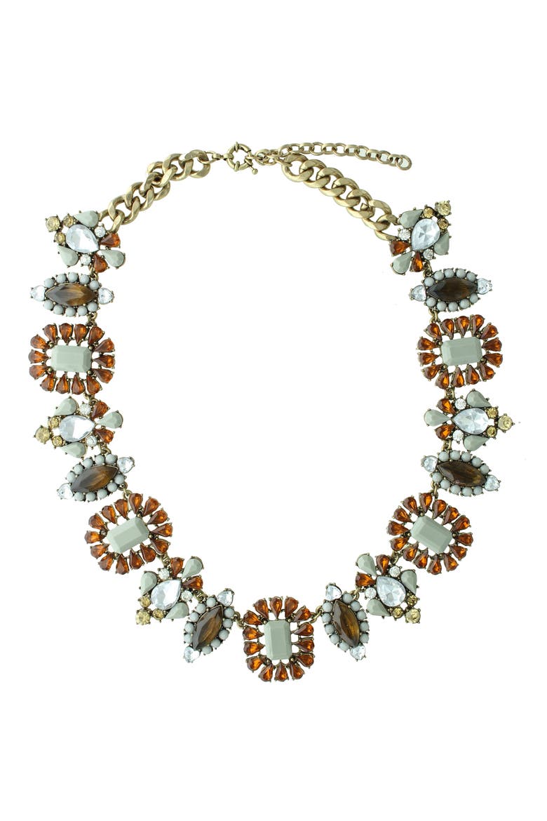 Davina Crystal Collar Necklace, Main, color, BROWN