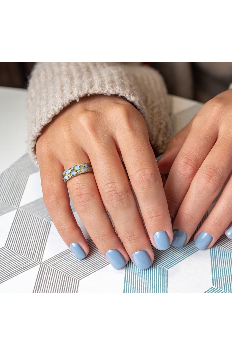 Julianna B. Swiss Blue Topaz & Diamond Heart Eternity Ring, Alternate, color, Blue Topaz