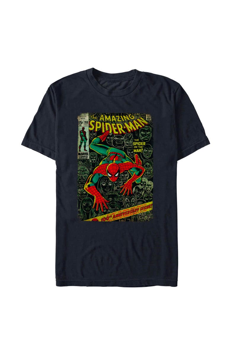 Marvel: Spider-Man Men's Marvel Spider-Man The Amazing Spider-Man Classic Comic Book Cover Graphic T-Shirt, Alternate, color, Black