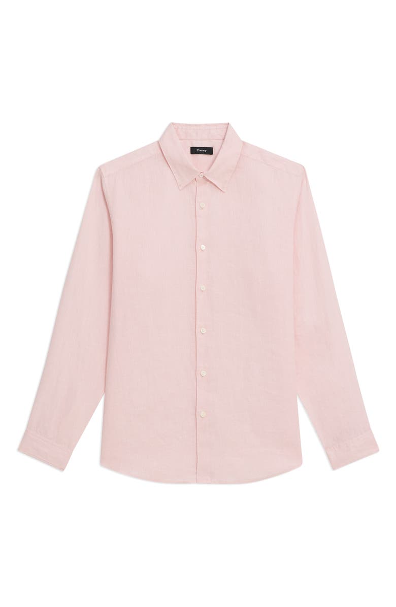 Theory Irving Solid Linen Button-Up Shirt, Alternate, color, Pale Pink