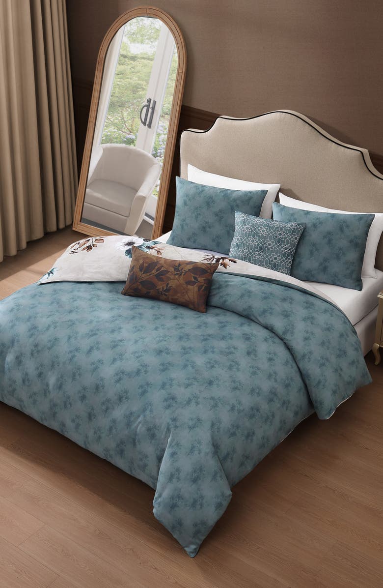 Bebejan Flowers in the Mist Reversible Cotton Sateen Comforter Set, Alternate, color, 