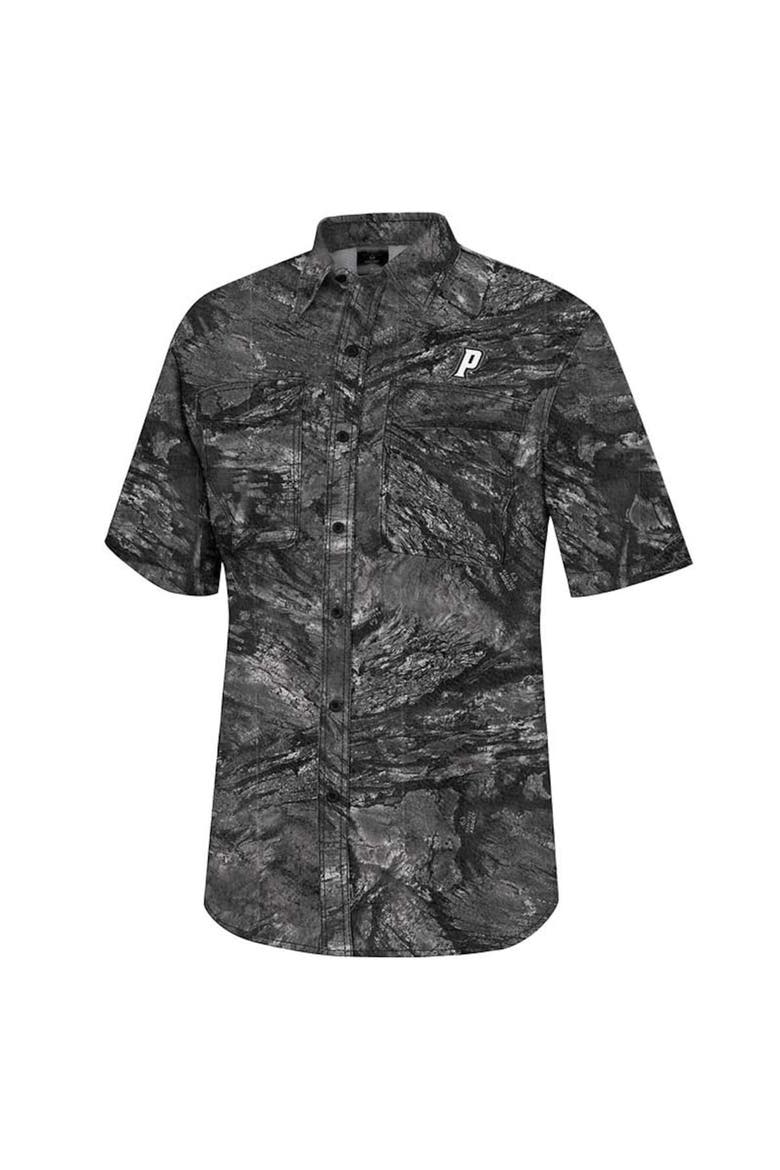 Men's Colosseum  Charcoal Providence Friars Realtree Aspect Charter Full-Button Fishing Shirt, Alternate, color, Charcoal
