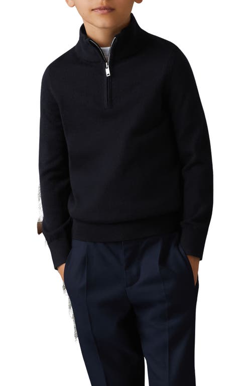 Reiss Kids' Blackhall Quarter Zip Wool Sweater In Animal Print