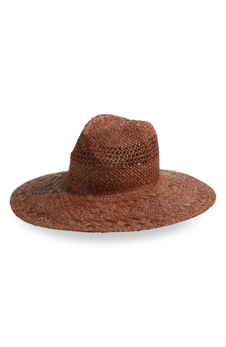 Faherty Mixed Stitch Raffia Fedora, Main, color,