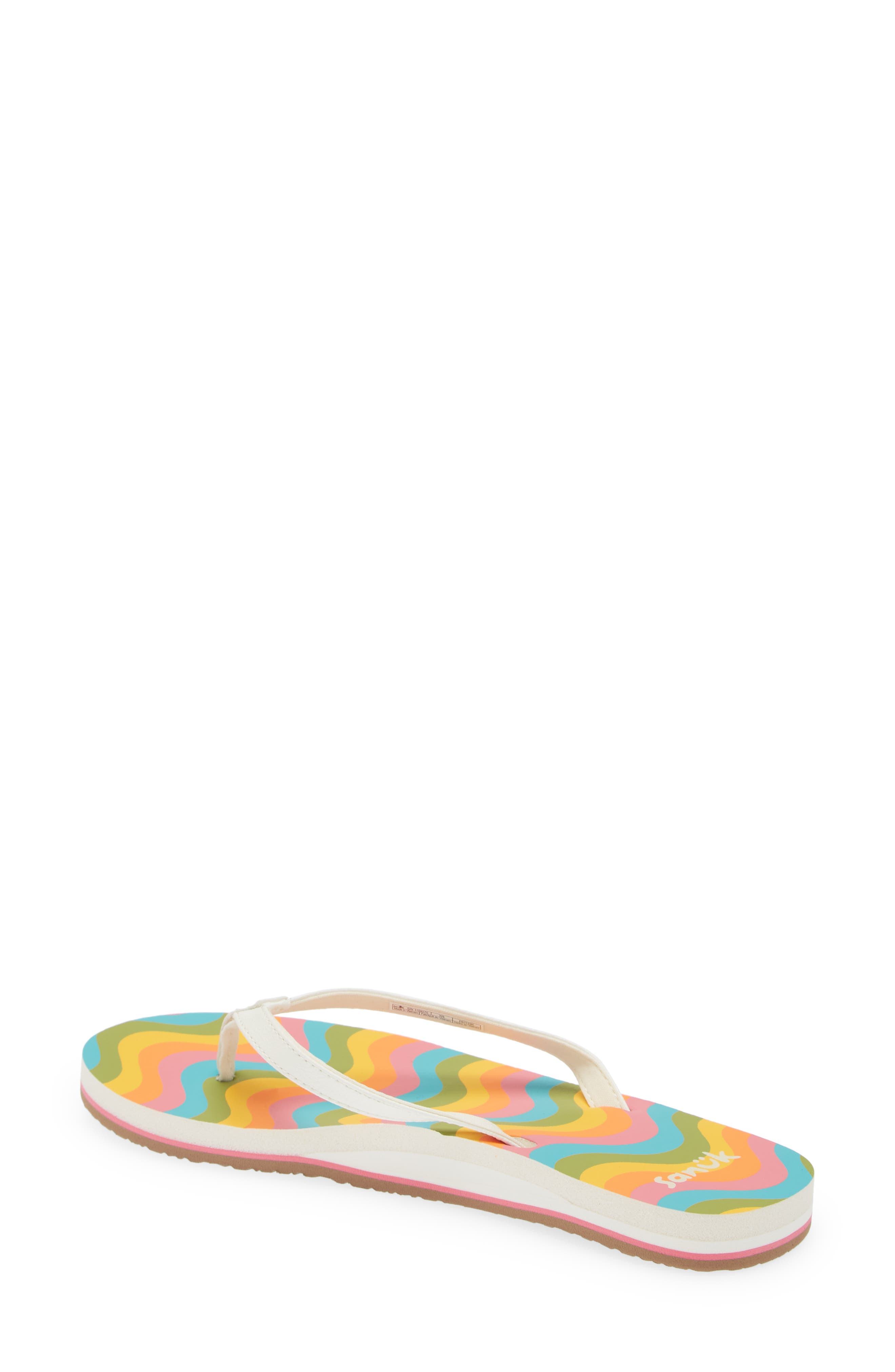 Sanuk Yoga Joy Rainbow Flip Flop, Alternate, color, Rainbow