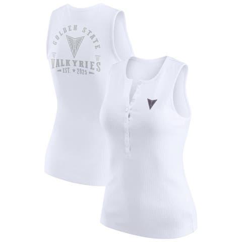 Women's WEAR by Erin Andrews White Golden State Valkyries Rib-Knit Henley Tank Top