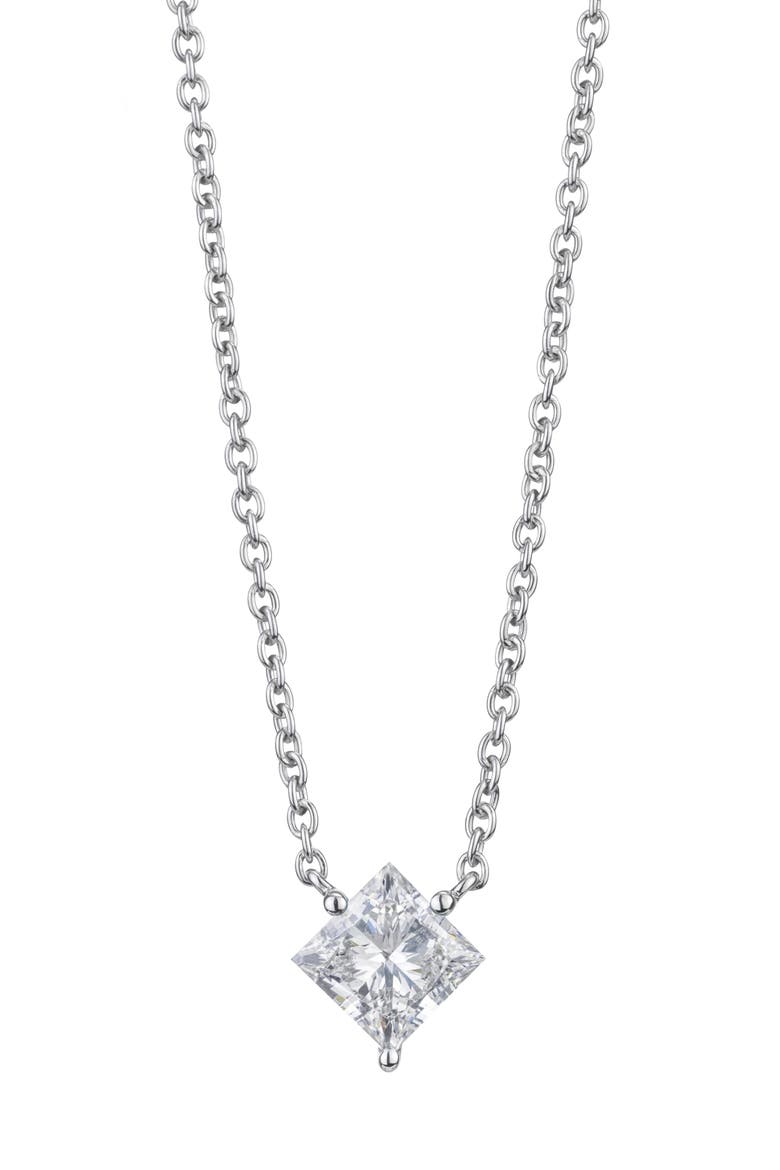 1-Carat Princess Cut Lab-Grown Diamond Pendant Necklace, Main, color, WHITE/ 14K WHITE GOLD