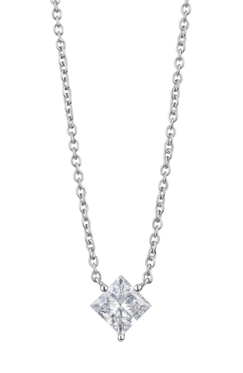 LIGHTBOX 1-Carat Princess Cut Lab-Grown Diamond Pendant Necklace, Main, color,