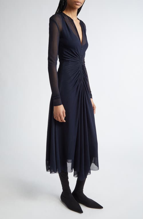Shop Proenza Schouler Kerstin Ruched Long Sleeve Crepe Jersey Dress In Midnight